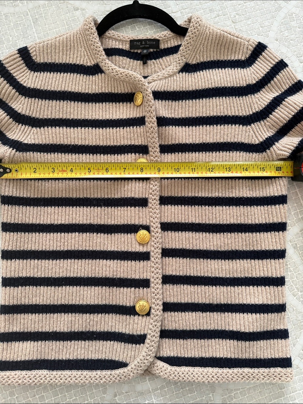 NWOT rag & bone Beige and Black Striped Button Cardigan - Picture 10 of 11